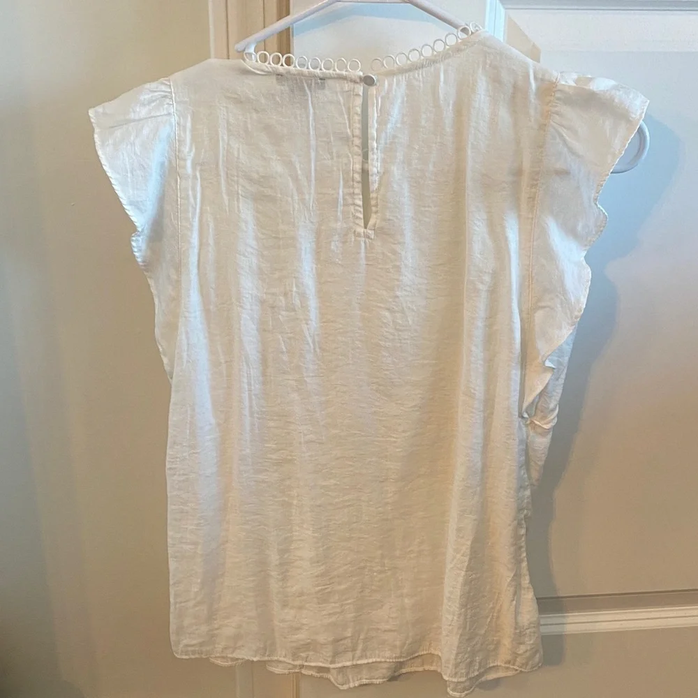 White Ruffle Sleeve Top - Picture 3 of 3